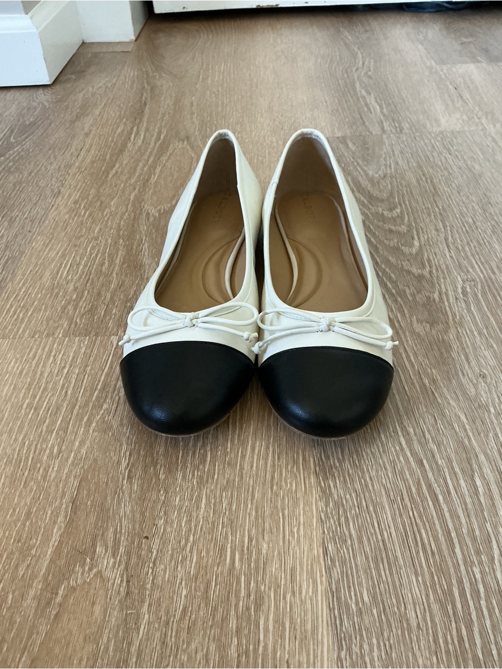 Talbots Two-Tone Ballet Flats in Cream and Black